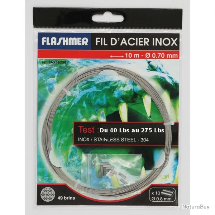 FIL D'ACIER INOX 49 BRINS - 10m 0.55 Mm 1 FIL D'ACIER INOX 49 BRINS - 10m 0.55 Mm
