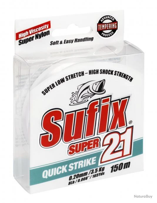Fluorocarbone Sufix Super 21 Clear 150m Ø 25/100 1 Fluorocarbone Sufix Super 21 Clear 150m Ø 25/100