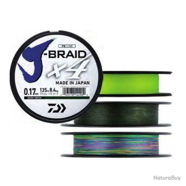 Daiwa TRESSE J BRAID 4 BRINS 135M VERTE 0.17mm/8.4kg 1 Daiwa TRESSE J BRAID 4 BRINS 135M VERTE 0.17mm/8.4kg