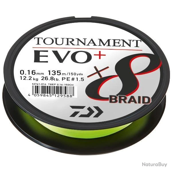 Daiwa TRESSE TOURNAMENT 8 EVO+ 135M CHARTREUSE 0.12mm-8.6kg 1 Daiwa TRESSE TOURNAMENT 8 EVO+ 135M CHARTREUSE 0.12mm-8.6kg