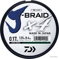 Tresse Daiwa J Braid 4 Brins Verte 450M 25/100-14,4KG