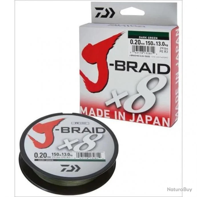 Daiwa TRESSE J BRAID 150M 8 BRINS VERTE 0.06mm / 4kg 1 Daiwa TRESSE J BRAID 150M 8 BRINS VERTE 0.06mm / 4kg