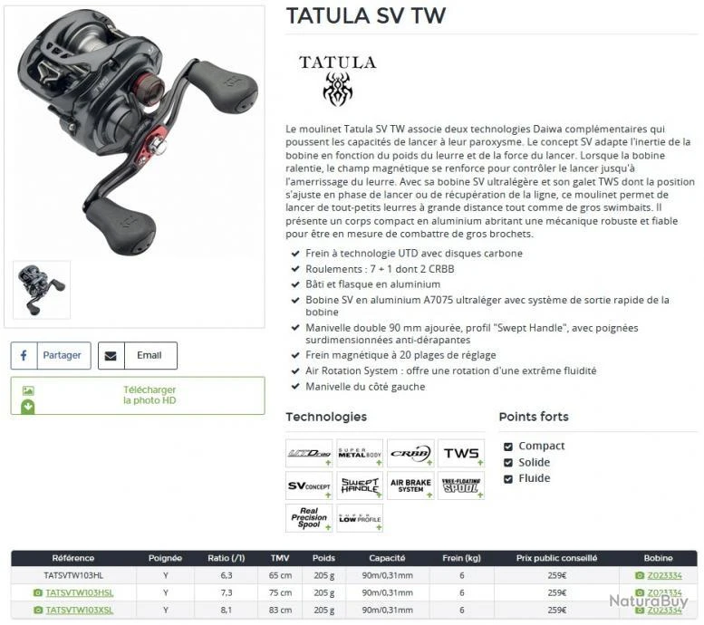 Tatula SV TW 103 HL Moulinet Daiwa 2 Tatula SV TW 103 HL Moulinet Daiwa – Image 2