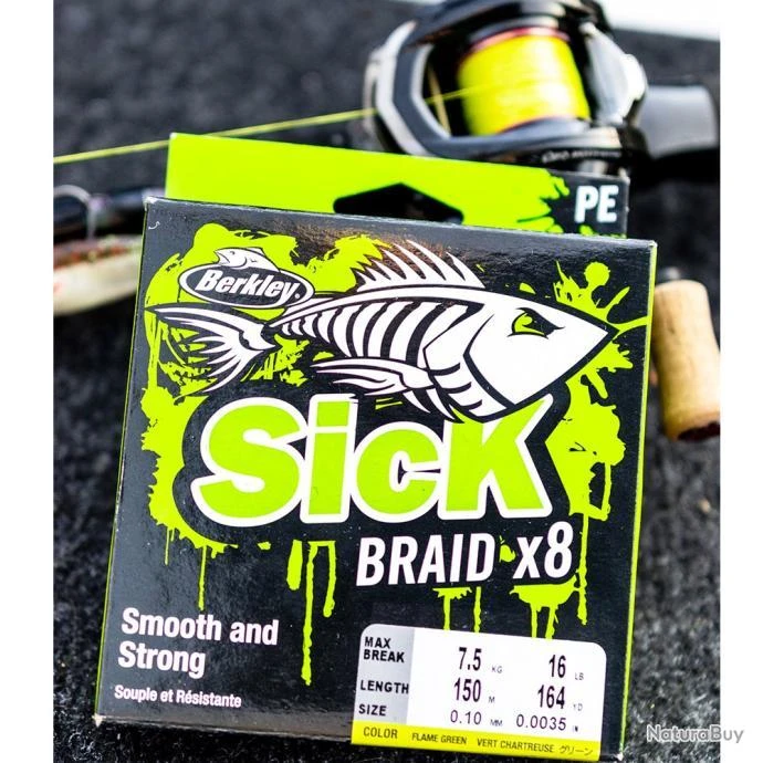 Ligne Tresse Berkley Sick Braid Fluo Green 150m 0.19mm 3 Ligne Tresse Berkley Sick Braid Fluo Green 150m 0.19mm – Image 3